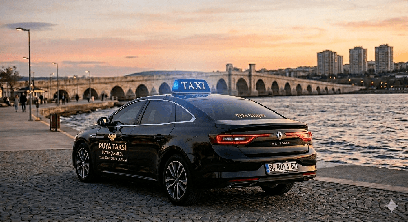 Büyükçekmece sahilinde tarihi köprü önünde bekleyen siyah VIP binek araç - Rüya Transfer