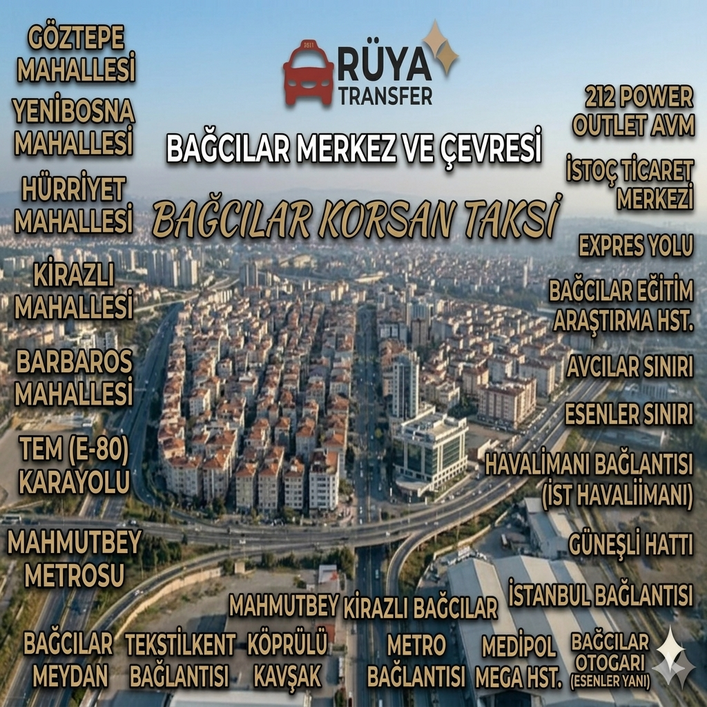 Bağcılar korsan taksi hizmet bölgeleri Kirazlı Güneşli Mahmutbey İSTOÇ haritası