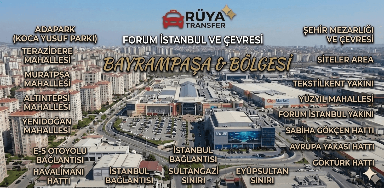 Bayrampaşa korsan taksi hizmet bölgeleri ve mahalleleri haritası