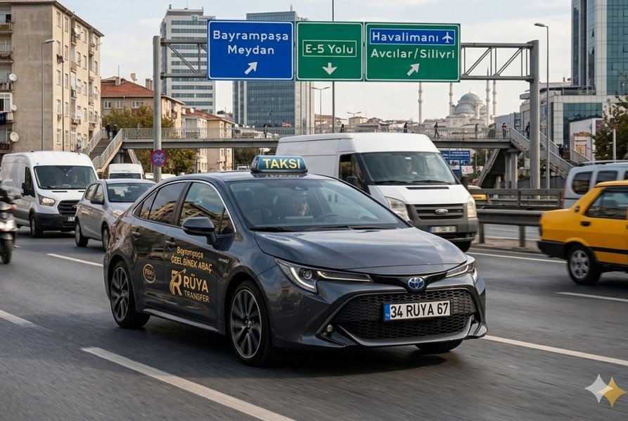 Bayrampaşa meydan ve E-5 yolunda seyir halindeki korsan taksi aracı